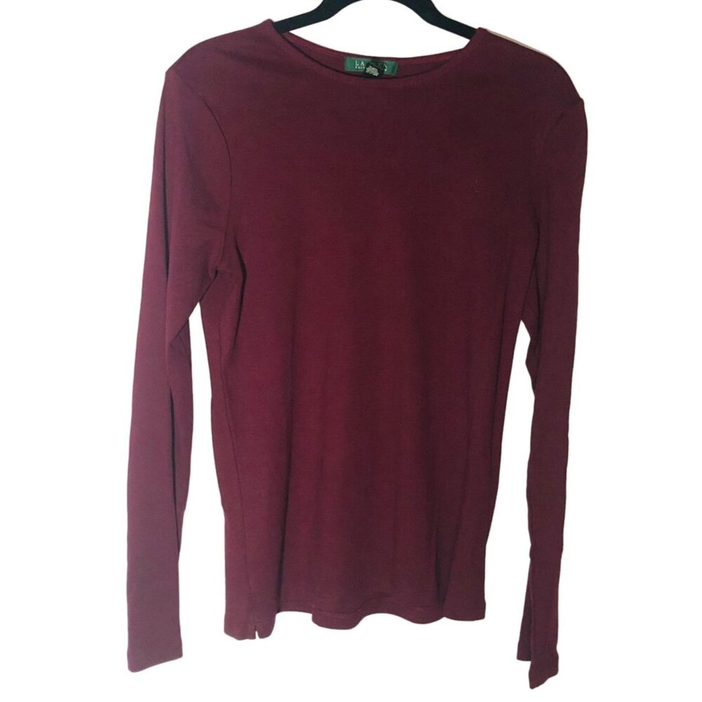 Lauren Ralph Lauren Long Sleeve Shirt Red Cotton Large armpit to armpit 21" READ